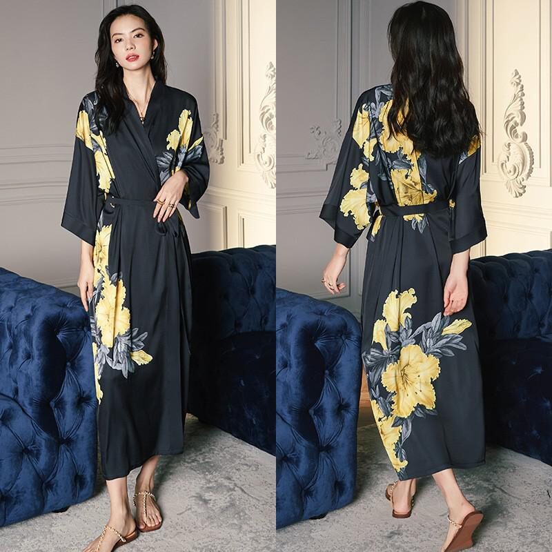 Peignoir Kimono Femme En Satin Long | Peignoir Royal